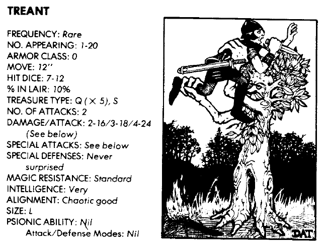 Le treant de D&D, cousin des forêts américaines de l'ent de Tolkien